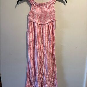 Girls Thereabouts Pink and White Striped Jumpsuit Size M 10/12